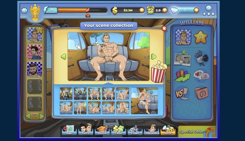 Men Bang – Screenshot 2: Spieloberfläche mit Menüs, Figuren oder Bedienelementen.